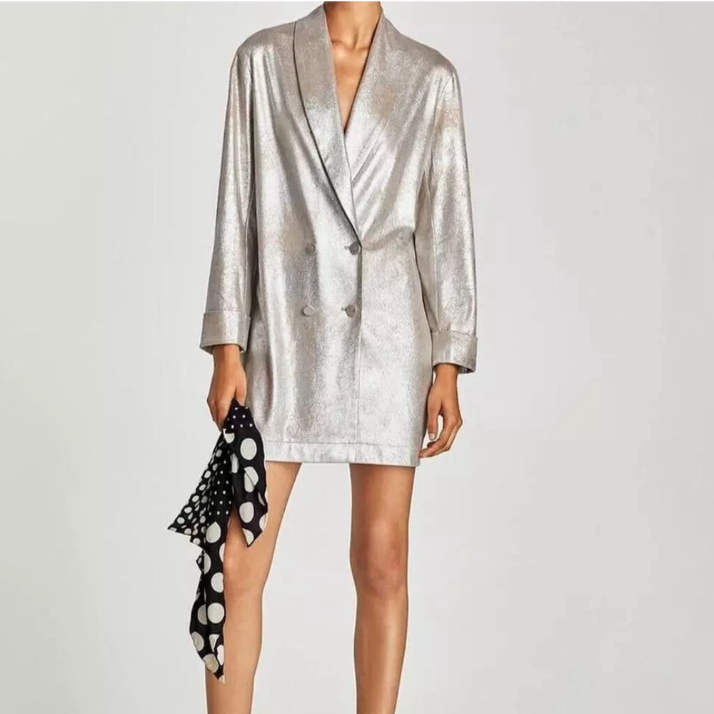 Zara Basic Collection Shimmery Over-Sized Jacket … - image 2